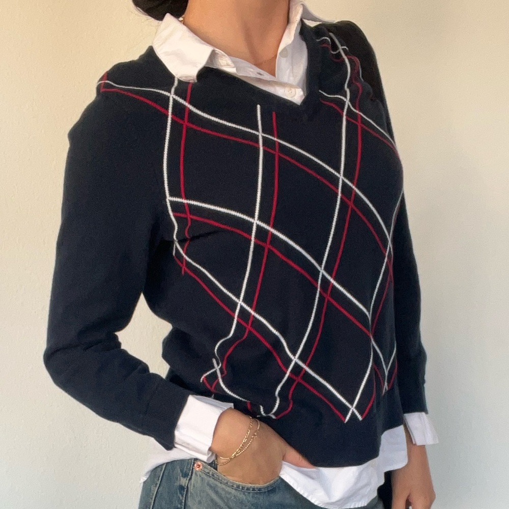 VINTAGE TOMMY HILFIGER y2k SWEATER WITH ATTACHED SHIRTING